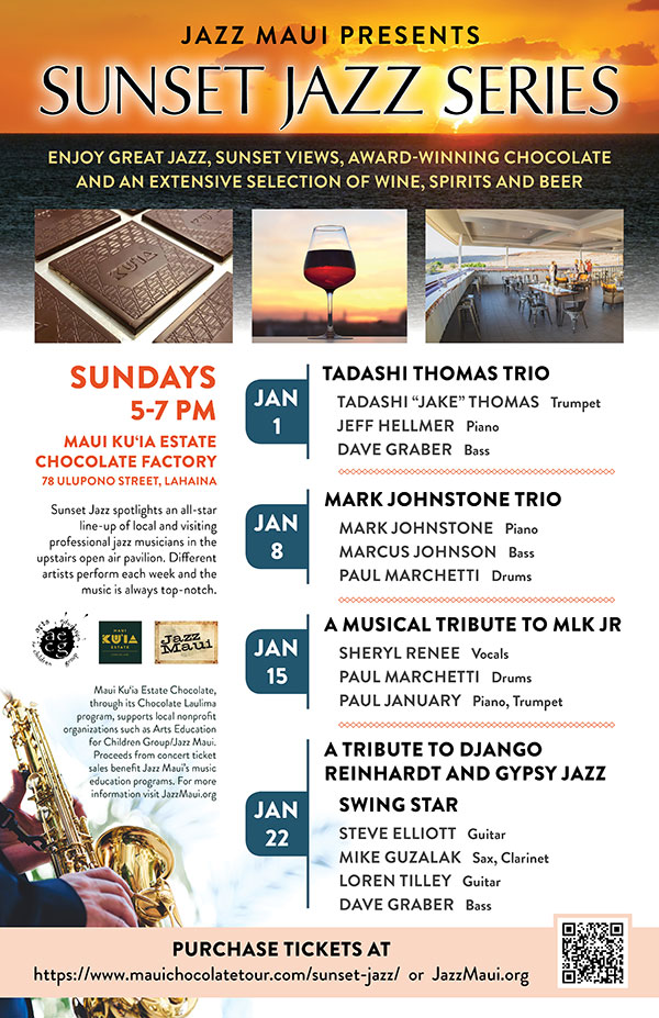 Jazz Maui Presents: Sunset Jazz Series January Schedule