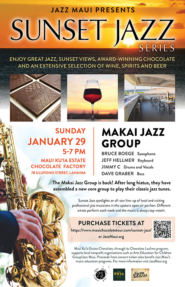 Jazz Maui Presents: Sunset Jazz Series January 29 – Makai Jazz Group