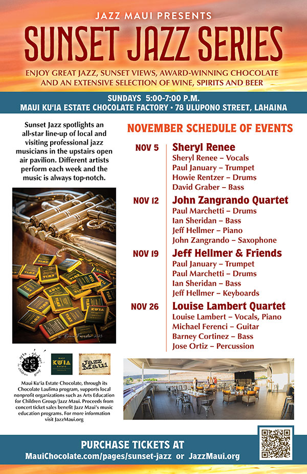 Jazz Maui Presents: Sunset Jazz Series November Schedule of Events