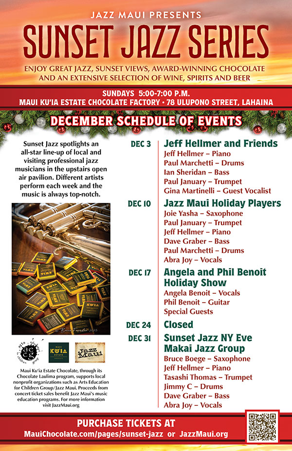 Jazz Maui Presents: Sunset Jazz Series December Schedule of Events