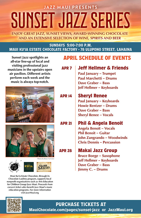 Jazz Maui Presents: Sunset Jazz Series April Schedule of Events