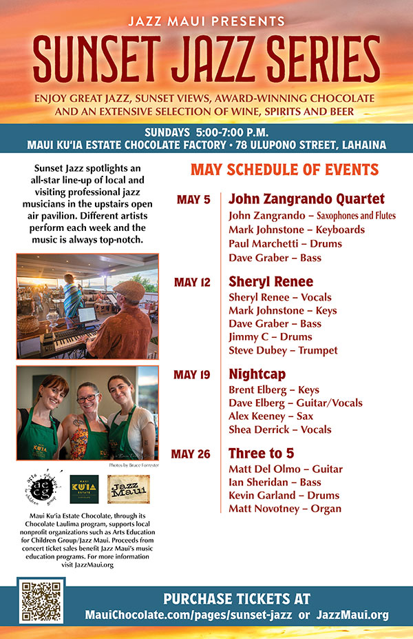Jazz Maui Presents: Sunset Jazz Series May Schedule of Events