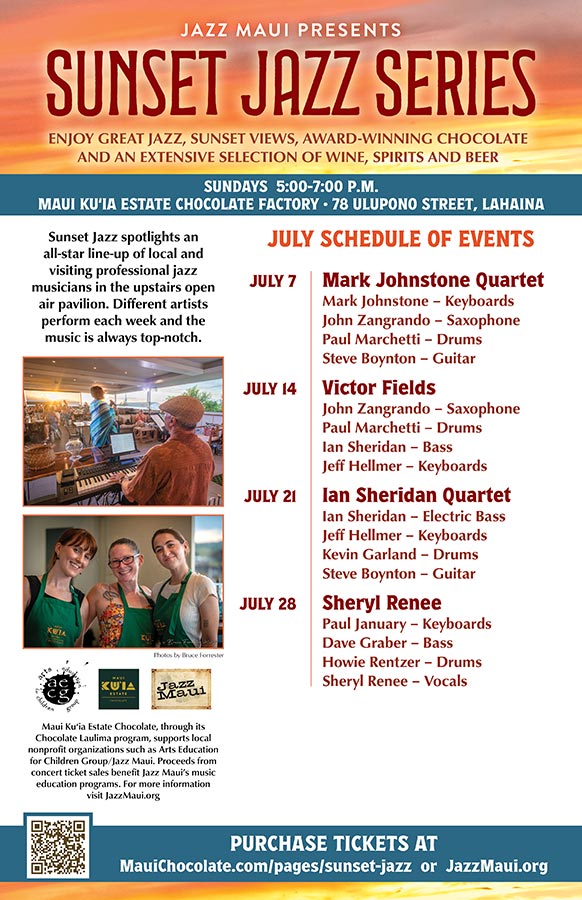 Jazz Maui Presents: Sunset Jazz Series July Schedule of Events