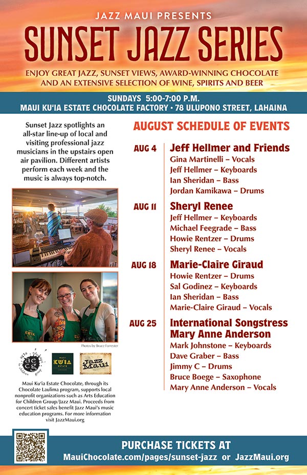 Jazz Maui Presents: Sunset Jazz Series August Schedule of Events