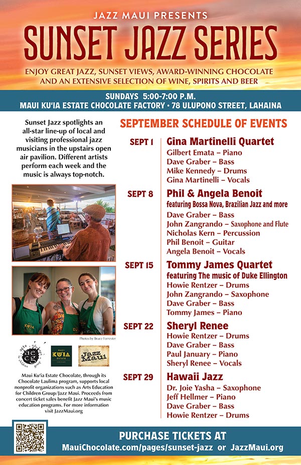 Jazz Maui Presents: Sunset Jazz Series September Schedule of Events