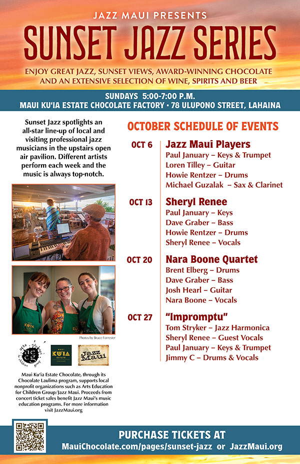 Jazz Maui Presents: Sunset Jazz Series October Schedule of Events