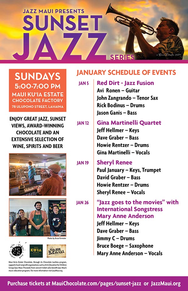 Jazz Maui Presents: Sunset Jazz Series January Schedule of Events