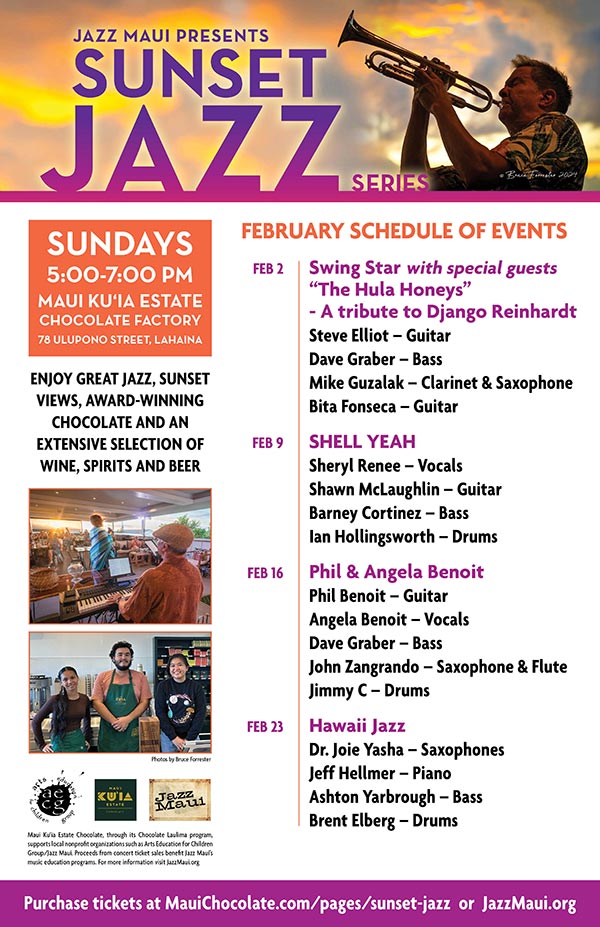 Jazz Maui Presents: Sunset Jazz Series February Schedule of Events