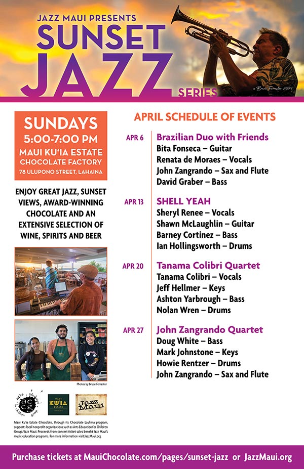 Jazz Maui Presents: Sunset Jazz Series April Schedule of Events